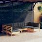 Preview: ARDEBO.de - 6-tlg. Garten-Lounge-Set mit Grauen Kissen Kiefer Massivholz