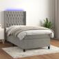 Preview: ARDEBO.de - Boxspringbett mit Matratze & LED Hellgrau 90x200 cm Samt