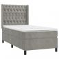 Preview: Boxspringbett mit Matratze & LED Hellgrau 90x200 cm Samt