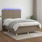 Preview: ARDEBO.de - Boxspringbett mit Matratze & LED Taupe 140x190 cm Stoff