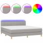 Preview: Boxspringbett mit Matratze & LED Hellgrau 180x200 cm Stoff