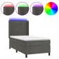 Preview: Boxspringbett mit Matratze & LED Dunkelgrau 80x200 cm Samt