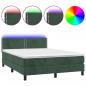 Preview: Boxspringbett mit Matratze & LED Dunkelgrün 140x190 cm Samt