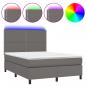 Preview: Boxspringbett mit Matratze & LED Grau 140x200 cm Kunstleder