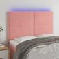 Preview: ARDEBO.de - LED Kopfteil Rosa 144x5x118/128 cm Samt