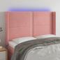 Preview: ARDEBO.de - LED Kopfteil Rosa 147x16x118/128 cm Samt