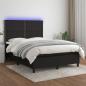 Preview: ARDEBO.de - Boxspringbett mit Matratze & LED Schwarz 140x190 cm Stoff