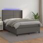 Preview: ARDEBO.de - Boxspringbett mit Matratze & LED Grau 140x200 cm Kunstleder