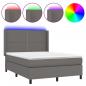 Preview: Boxspringbett mit Matratze & LED Grau 140x200 cm Kunstleder