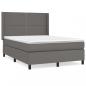 Preview: Boxspringbett mit Matratze Grau 140x190 cm Kunstleder