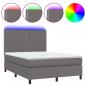 Preview: Boxspringbett mit Matratze & LED Grau 140x190 cm Kunstleder