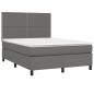 Preview: Boxspringbett mit Matratze & LED Grau 140x190 cm Kunstleder