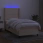 Preview: Boxspringbett mit Matratze & LED Creme 80x200 cm Stoff