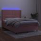 Preview: Boxspringbett mit Matratze & LED Rosa 140x190 cm Samt