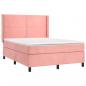 Preview: Boxspringbett mit Matratze & LED Rosa 140x190 cm Samt