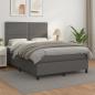 Preview: ARDEBO.de - Boxspringbett mit Matratze Grau 140x190 cm Kunstleder