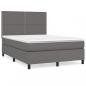 Preview: Boxspringbett mit Matratze Grau 140x190 cm Kunstleder