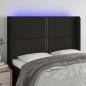 Preview: ARDEBO.de - LED Kopfteil Schwarz 147x16x118/128 cm Stoff