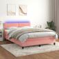 Preview: ARDEBO.de - Boxspringbett mit Matratze & LED Rosa 140x190 cm Samt