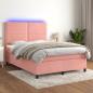 Preview: ARDEBO.de - Boxspringbett mit Matratze & LED Rosa 140x190 cm Samt