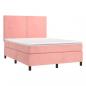 Preview: Boxspringbett mit Matratze & LED Rosa 140x190 cm Samt