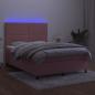 Preview: Boxspringbett mit Matratze & LED Rosa 140x190 cm Samt