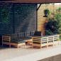 Preview: ARDEBO.de - 11-tlg. Garten-Lounge-Set mit Grauen Kissen Kiefer Massivholz