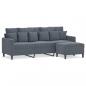 Preview: 3-Sitzer-Sofa mit Hocker Dunkelgrau 180 cm Samt