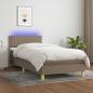 Preview: ARDEBO.de - Boxspringbett mit Matratze & LED Taupe 90x200 cm Stoff