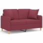 Preview: 2-Sitzer-Sofa mit Zierkissen Weinrot 120 cm Stoff