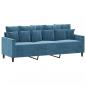 Preview: 3-Sitzer-Sofa Blau 180 cm Samt