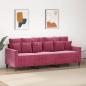 Preview: ARDEBO.de - 3-Sitzer-Sofa Weinrot 180 cm Samt