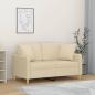 Preview: ARDEBO.de - 2-Sitzer-Sofa mit Zierkissen Creme 120 cm Stoff