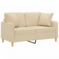 Preview: 2-Sitzer-Sofa mit Zierkissen Creme 120 cm Stoff