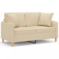 Preview: 2-Sitzer-Sofa mit Zierkissen Creme 120 cm Stoff