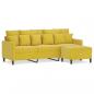 Preview: 3-Sitzer-Sofa mit Hocker Gelb 180 cm Samt