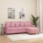 Preview: ARDEBO.de - 3-Sitzer-Sofa mit Hocker Rosa 180 cm Samt