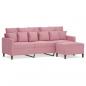 Preview: 3-Sitzer-Sofa mit Hocker Rosa 180 cm Samt