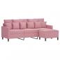 Preview: 3-Sitzer-Sofa mit Hocker Rosa 180 cm Samt