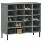 Preview: Schuhregal OSLO mit Metallbeinen Grau 95x35x86 cm Massivholz