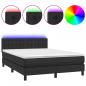 Preview: Boxspringbett mit Matratze & LED Schwarz 140x190 cm Kunstleder