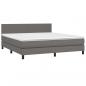 Preview: Boxspringbett mit Matratze Grau 180x200 cm Kunstleder