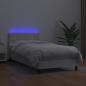 Preview: Boxspringbett mit Matratze & LED Weiß 100x200 cm Kunstleder