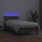 Preview: Boxspringbett mit Matratze & LED Grau 90x190 cm Kunstleder