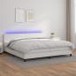 Preview: ARDEBO.de - Boxspringbett mit Matratze & LED Weiß 200x200 cm Kunstleder