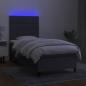 Preview: Boxspringbett mit Matratze & LED Dunkelgrau 90x200 cm Stoff