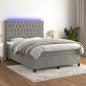 Preview: ARDEBO.de - Boxspringbett mit Matratze & LED Hellgrau 140x190 cm Samt