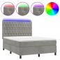 Preview: Boxspringbett mit Matratze & LED Hellgrau 140x190 cm Samt