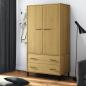 Preview: ARDEBO.de - Kleiderschrank OSLO Metallbeinen Braun 90x55x172,5cm Massivholz