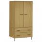 Preview: Kleiderschrank OSLO Metallbeinen Braun 90x55x172,5cm Massivholz